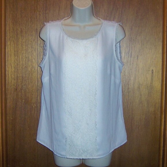 LAUNDRY by SHELLI SEGAL Ivory Cream Lace Shell Blouse Sleeveless Top M Medium - Picture 1 of 2